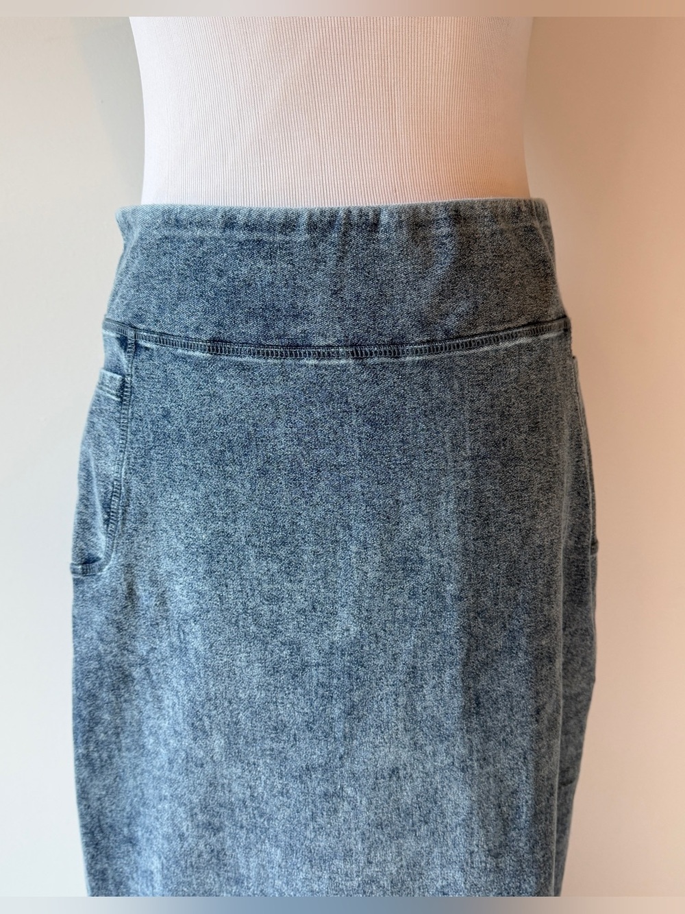 Snoga Acid Washed Blue Stretch Denim Long Column Jean Skirt size Medium Cottage - Picture 5 of 16